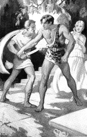 Frontis illustration by Armstrong Sperry from Edgar Rice Burroughs' Tarzan and the Lost Empire